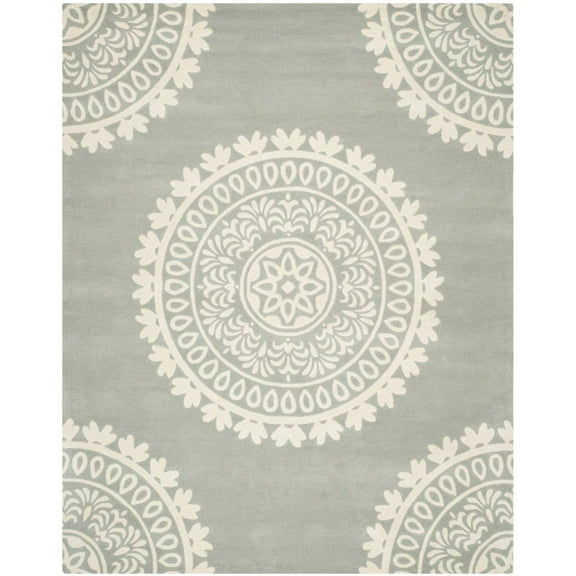 SAFAVIEH Bella Parker Geometric Wool Area Rug, Grey/Ivory, 5' x 8'