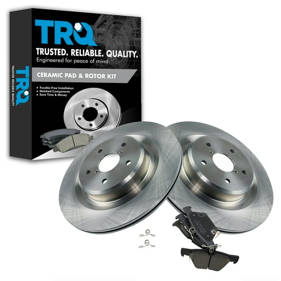 TRQ Rear Brake Pad & Rotor Kit Brake Pads Brake Rotor Ceramic Vented Fits Select 2019-2020 Subaru Ascent