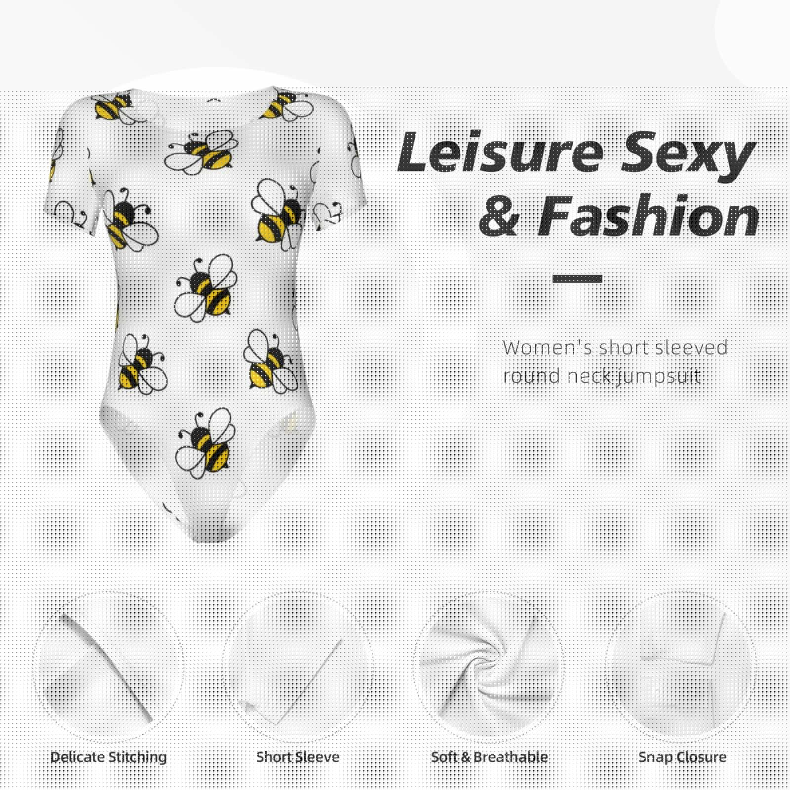 thumbnail image 6 of Naloa Bee Women's Short-Sleeved Onesie, One-Piece Swimsuit for Parties, dates, clubs - Medium, 6 of 9
