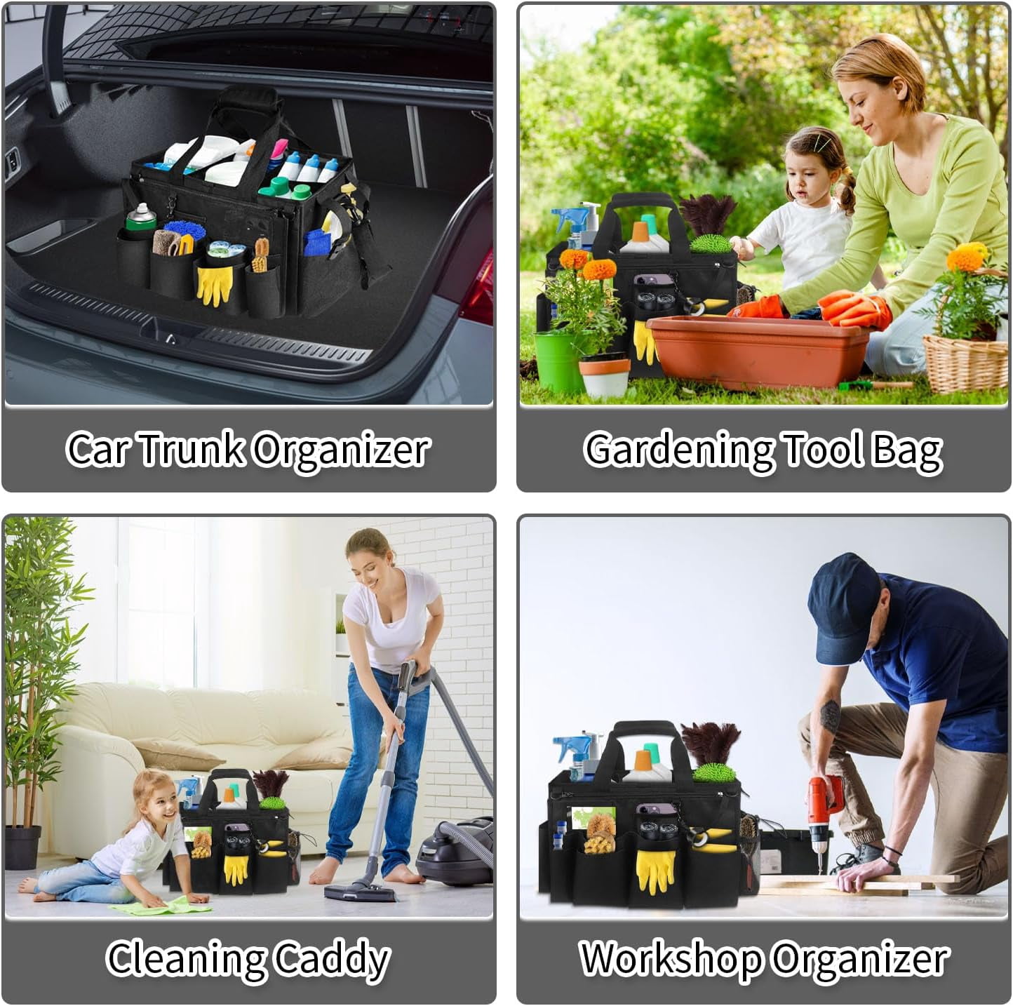 Cleaning Caddy Bag, Cleaning Caddy Organizer for Housekeepers, Cleaning Tool Organizers Tote Bag with Handle, Kitchen Cleaning Supplies Storage Bag for Cleaners