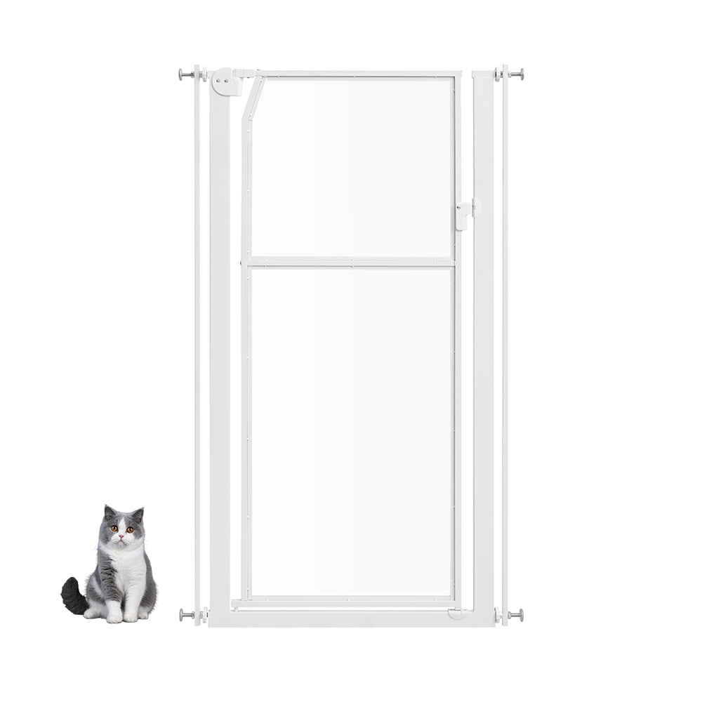 unipaws 56" Extra Tall Pet Gate, Clear Acrylic Tall Cat Gate, White