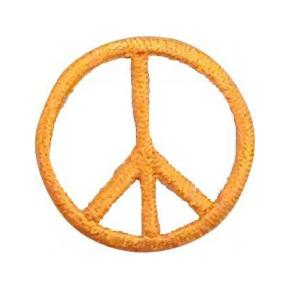 Small/Mini - Orange Peace Sign - Iron on Applique/Embroidered Patch