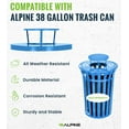 thumbnail image 6 of Trash can Lid for Alpine Slatted Commercial Outdoor Trash Can Series - Weather Resistant Round Metal Trash Can Rain Bonnet Lid (Blue), 6 of 8