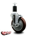 thumbnail image 2 of 5 Inch Maroon Poly Swivel 1-1/2 Inch Expanding Stem Caster with Brake SCC, 2 of 2