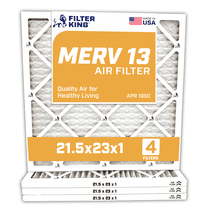 Filter King 21.5x23x1 Air Filter | 4-PACK | MERV 13 HVAC Pleated A/C Furnace Filters | MADE IN USA | Actual Size: 21.5 x 23 x .75"