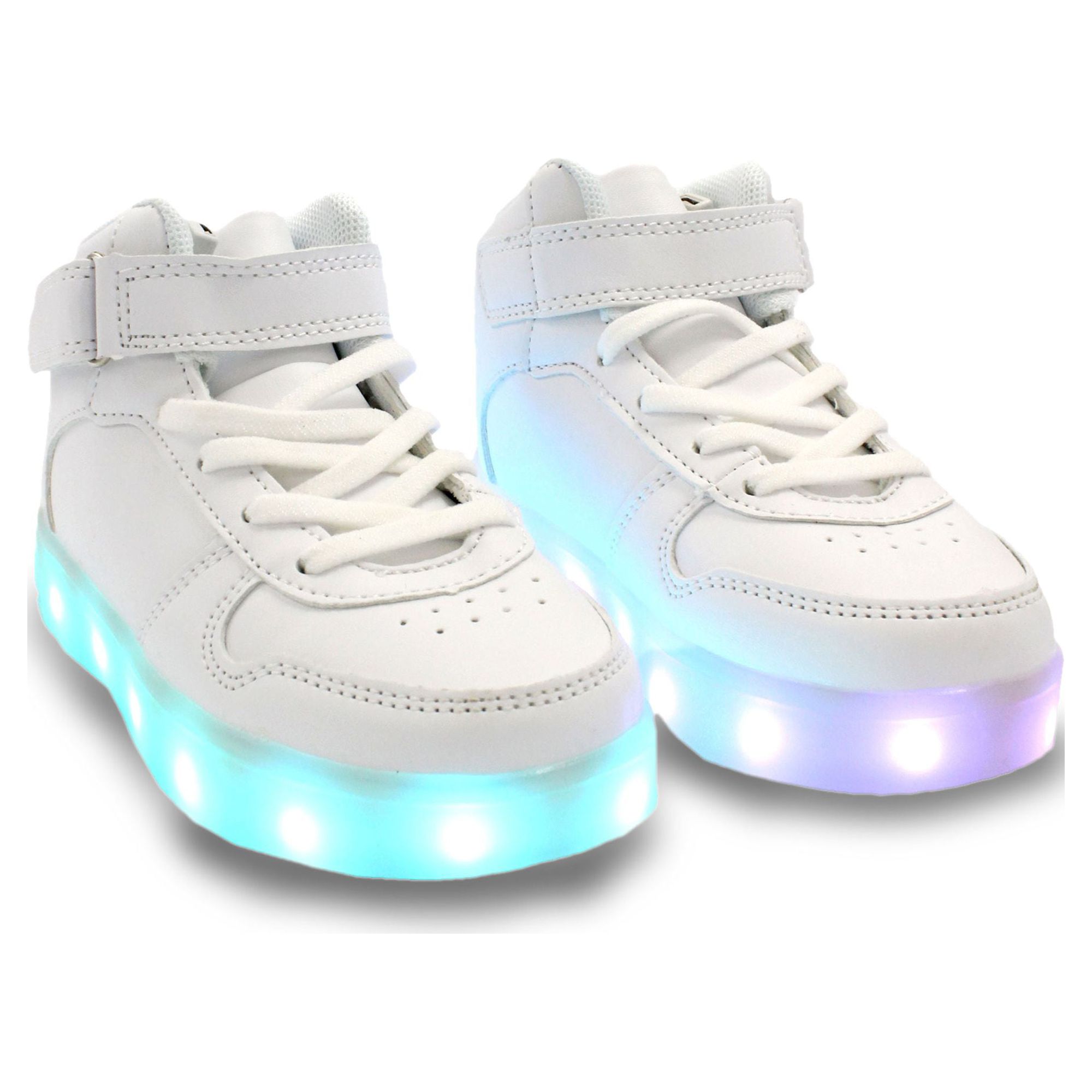 Family Smiles LED Light Up Sneakers Kids High Top Boys Girls Unisex Strap Lace Up Shoes White Toddler US 10.5 / EU 27.5 - image 3 of 7