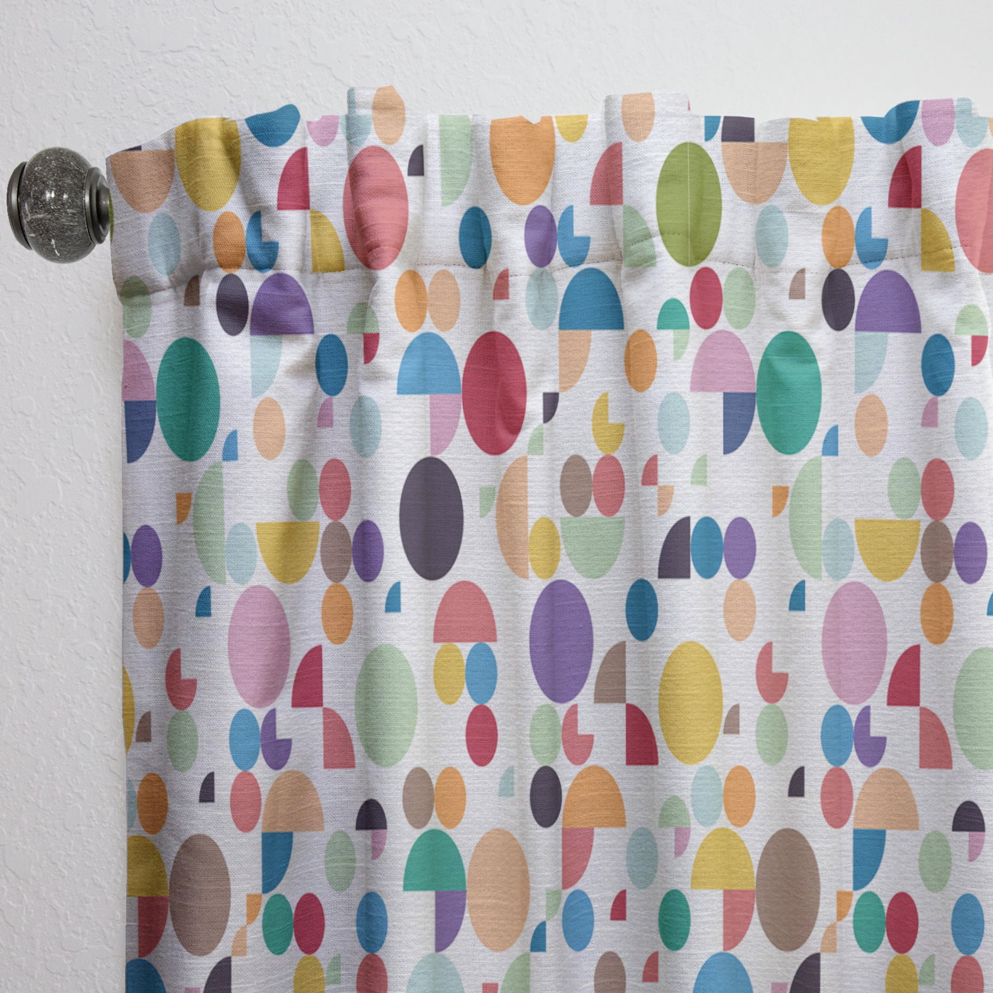 Designart 'Abstract Retro Circular I' Mid-Century Modern Curtain Panel