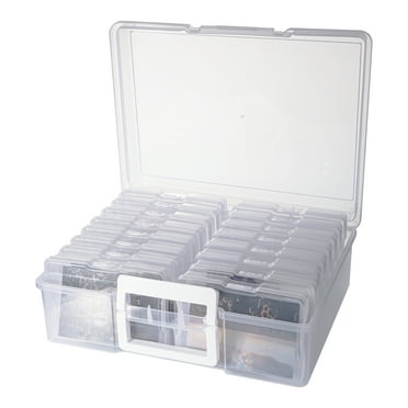 WRVCSS 4x6in photo storage box, photo cases and craft keeper with handle,greeting cards organizer kit for Holiday Birthday Get Well Cards Photos, Crafts, Scrapbooking (4x6)