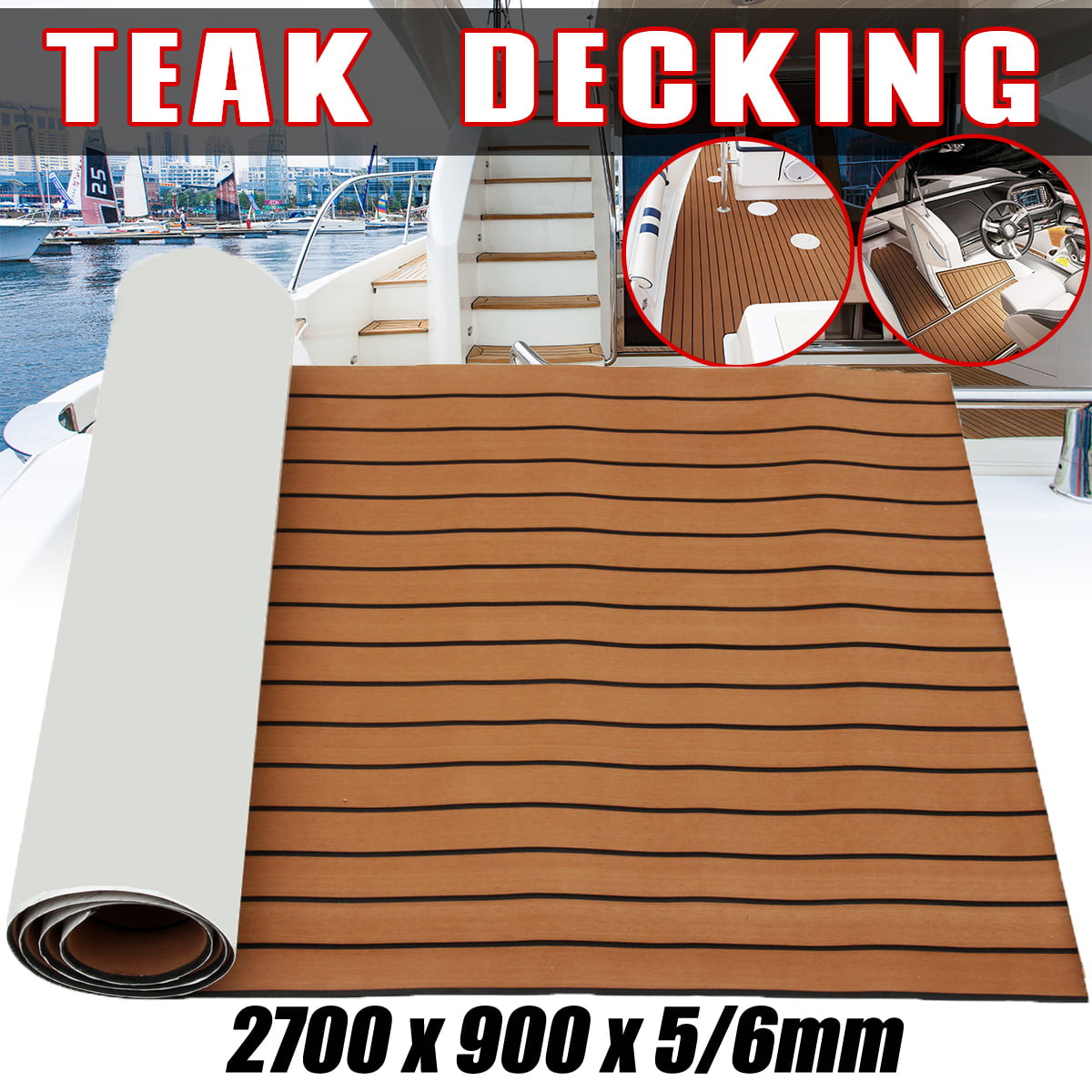 2x Anti-skid Soft EVA Foam Decking Carpet for Yacht Boat SUP Surf Board Mat 