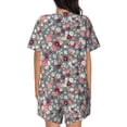 thumbnail image 3 of Naloa Daisies Flowers Women's Short-Sleeved Pajama Set, Loungewear, Summer pajamas, Breathable Cozy - Small, 3 of 9