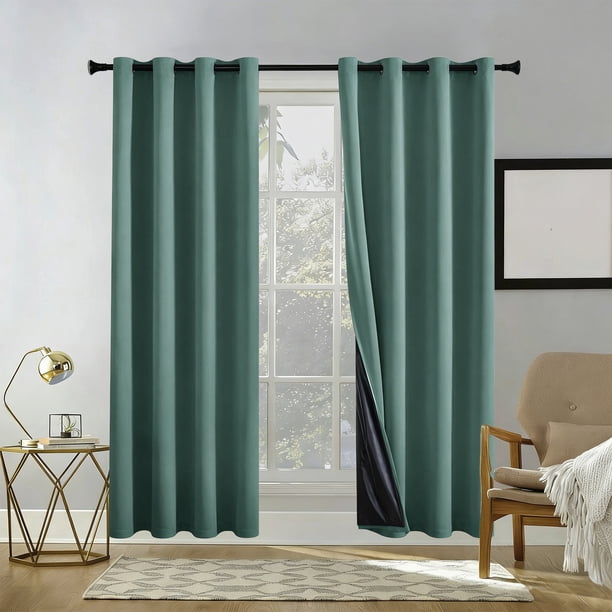 Cortinas Opacas con Reducción de Ruido - Cortinas Térmicas con Ojales para Mayor, Verde MNFD