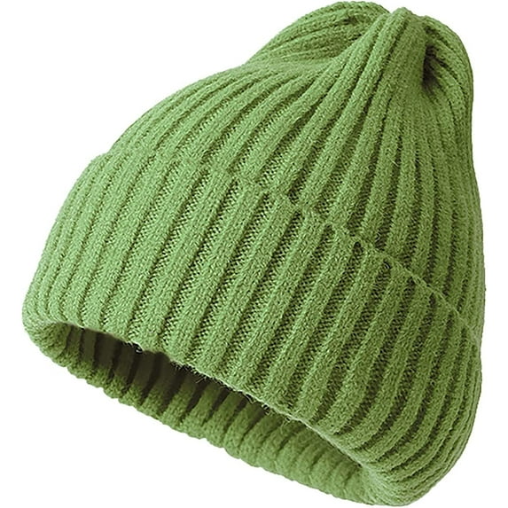 GRNSHTS Women‘s Knitted Beanie Winter Thick Solid Beanie Hats for Women Men Unisex Warm Cuffed Skull Cap (Army Green)