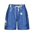 thumbnail image 5 of Mrat Athletic Shorts Ladies Women Summer Illustration Lace Up Elastic Pocket Casual Shorts Baggy Shorts Women S-333 Blue M, 5 of 5