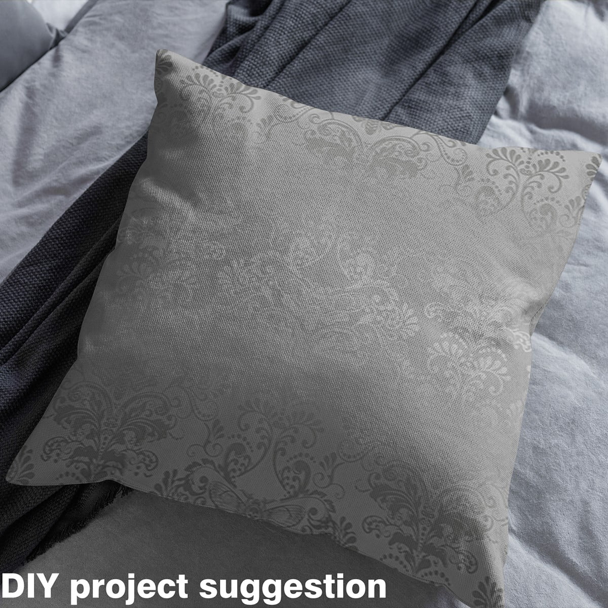 Erosebridal Victorian Baroque Fabric By The Yard,Damask Upholstery Fabric for Man Woman,Exotic Tribal Moth Decorative Fabric for Art,Vintage Skull Indoor Outdoor Fabric,Grey,5 Yards