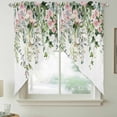 thumbnail image 2 of Sage Green Eucalyptus Swag Curtains for Kitchen/Bedroom/Living Room, Summer Spring Weeping Leaves Botanical Scalloped Curtains 63 Inch Long, Window Swag Topper Curtains Valances 2 Panels Set 36"x63", 2 of 8