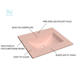 thumbnail image 4 of 31" Solid Surface Polyurethane Resin Streamline Vanity Top with Sink-Durable, Consistent Pink Color, Easy-to-Clean, Built-in Overflow, Single-Hole Faucet Mount, 4 of 6
