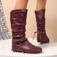 thumbnail image 5 of Womens Slouch Boots, Flat Heels Mid Wide Calf Zipper Ladies Fall Winter Fashion Boots, 5 of 8