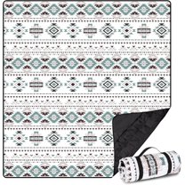 Extra Large Picnic Blanket(80 "x 80"), 3-Layer Thickening Waterproof Camping Blanket, Sandproof Picnic Blanket for Beach, Machine Washable, Wear-Resistant, Soft and Comfortable (Boho Gray)