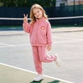 thumbnail image 5 of TOWED22 Baby Girl Clothes Fall Winter Toddler Outfits Long Sleeve Crewneck Sweatshirts Bell Bottoms Pants Girls Clothing Set,Pink,5-6 Y, 5 of 8