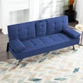 thumbnail image 6 of Gewnee 65.3 Inch Modern Futon Sofa,Sleeper Sofa with Cup Holders,Adjustable Backrest and Storage Side Pocket,Suitable for Small Space and Offices.Navy Blue, 6 of 14