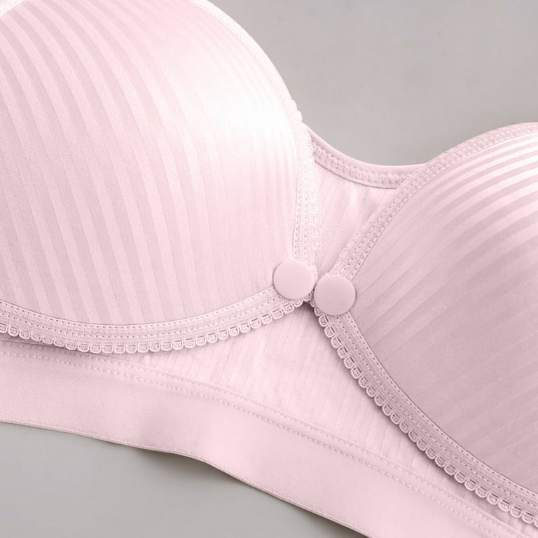 Mlqidk Women Breastfeeding Feeding Bras Button Front Opening Maternity Bra  Pregnant Nursing Bras Underwear,Pink XXL 