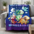 thumbnail image 2 of Funny Dinosaur Blanket Soft Cozy Warm Throw Blanket for Couch, Plush Fuzzy Flannel Fleece Blankets for Sofa, Cute Dino Purple Cartoon Boys Girls Children Bed Blankets Gifts for Men, 32"x48", 2 of 9