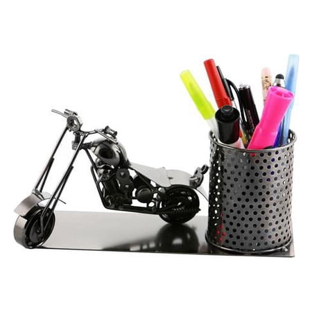 Metal Motorcycle Pen Holder Character Desk Display Organizer
