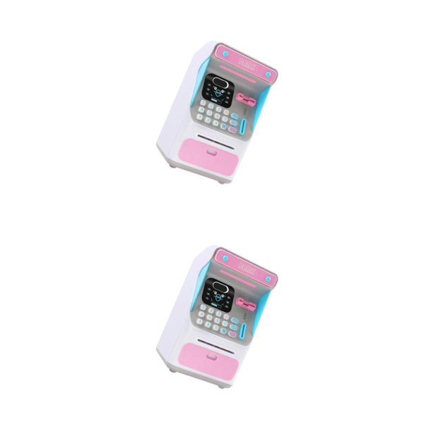Tholdsy ATM Electronic Piggy Bank 4 Digit Cash Password Machine Toy Bank Coin Rosa 2Conjunto