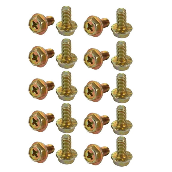 Unique Bargains 20Pcs M5x10mm Yellow Zinc Plated Phillips Drive Serrated Flange Hex Head Bolt