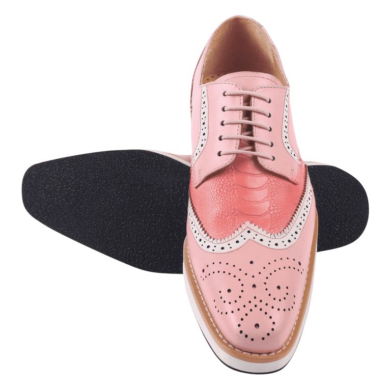 LIBERTYZENO Mens Wingtip Ostrich Skin Print Genuine Leather  Oxford Dress Shoes LIBERTYZENO Mens Casual Ostrich Skin Print Genuine Leather  main image 3