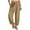 Khaki, variant on TEMOFON Wide Leg Pants Womens Waffle Knit Casual Drawstring Elastic Waisted Palazzo Harem Pants with Pockets Womens Clothes Baggy Lightweight Beach Work Trousers