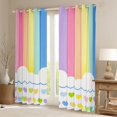 thumbnail image 2 of Manfei Rainbow Stripe Blackout Curtains Set of 2 (52x84 Each), Cute Love Heart Curtain, Blue Yellow, 2 of 6