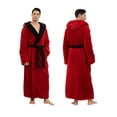 thumbnail image 3 of AMITOFO Long Robes for Men with Hood & Pockets,Soft Plush Full Length Hooded Bathrobe Winter Warm Fleece Sleepwear Shawl Collar Housecoat ,Size M-XXL & Wine Red, 3 of 7