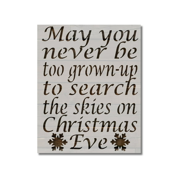 Christmas Eve Never Too Old Snowflake Stencil Template Reusable 8.5 x 11 for Painting on Walls, Wood, Etc. By Stencilville