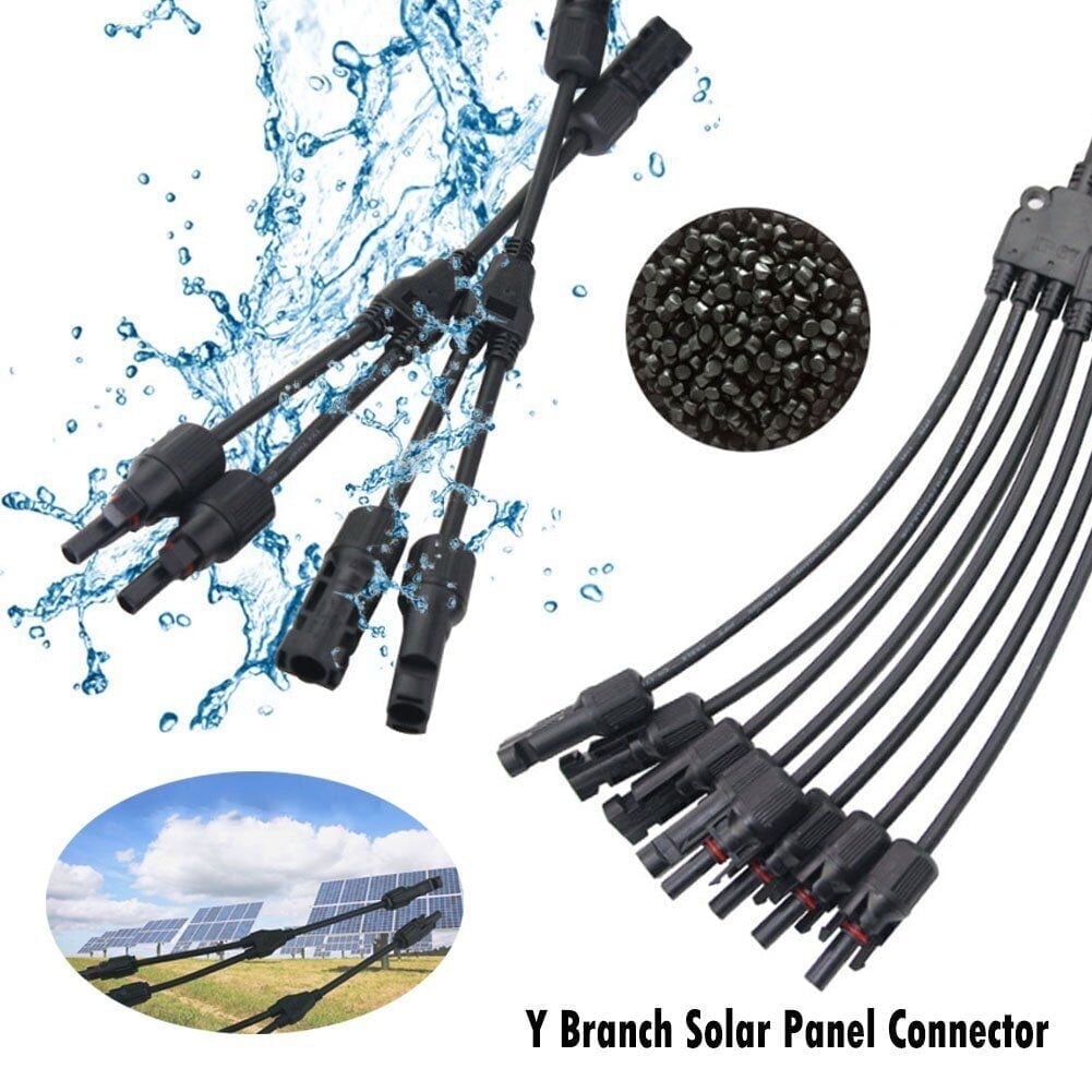 Solar Panel Connector Y Branch Cable Connection Adapter Waterproof Plug Kit M/F(1 to 2 MC4 Adapter)