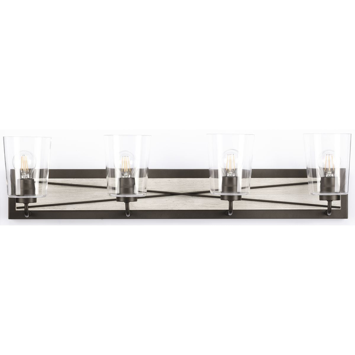 Progress Lighting Briarwood 4-Light Bath Vanity in Graphite with Clear Glass Shades