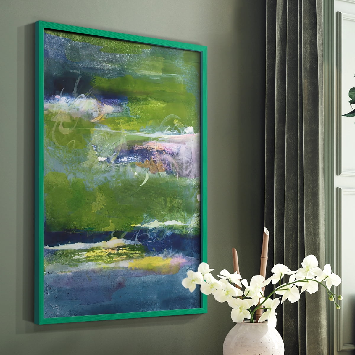 Bales of Color I Framed Print in Green Solid Wood Framed Print No Nail Hanging
