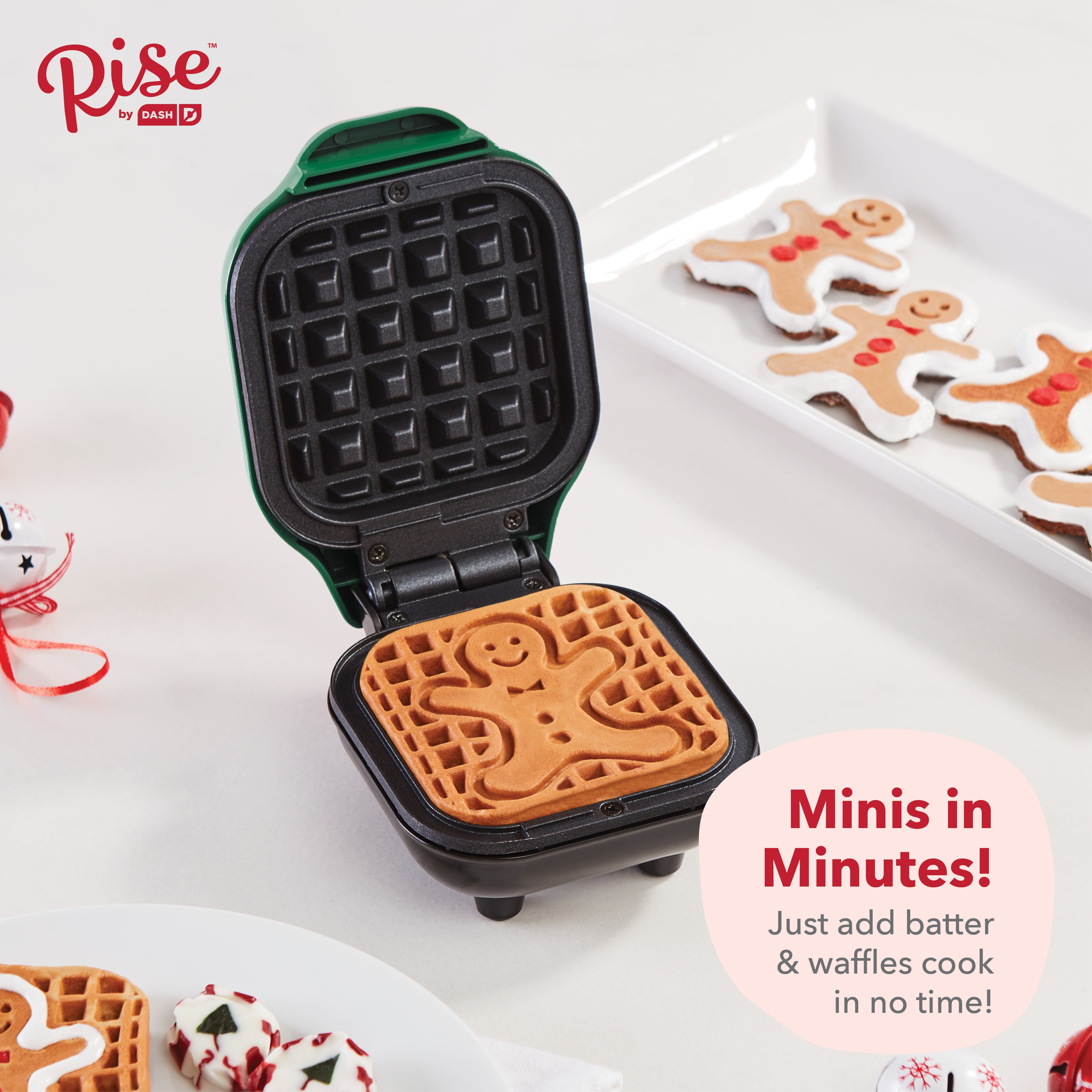 Dash Gingerbread Man Mini Waffle Maker - Red