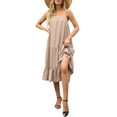 thumbnail image 4 of KOMOO Women Ruffle Tiered Slip Dress Casual Sleeveless Loose Pocket Flowy A Line Dress Swing Beach Sundress, 4 of 6
