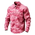 thumbnail image 2 of Ceisia Men's Long Sleeve Camo Print Shirt Vintage Slub Cotton Casual Button Down Lapel Collar Relaxed Fit Top Pink Gifts for Father S, 2 of 3