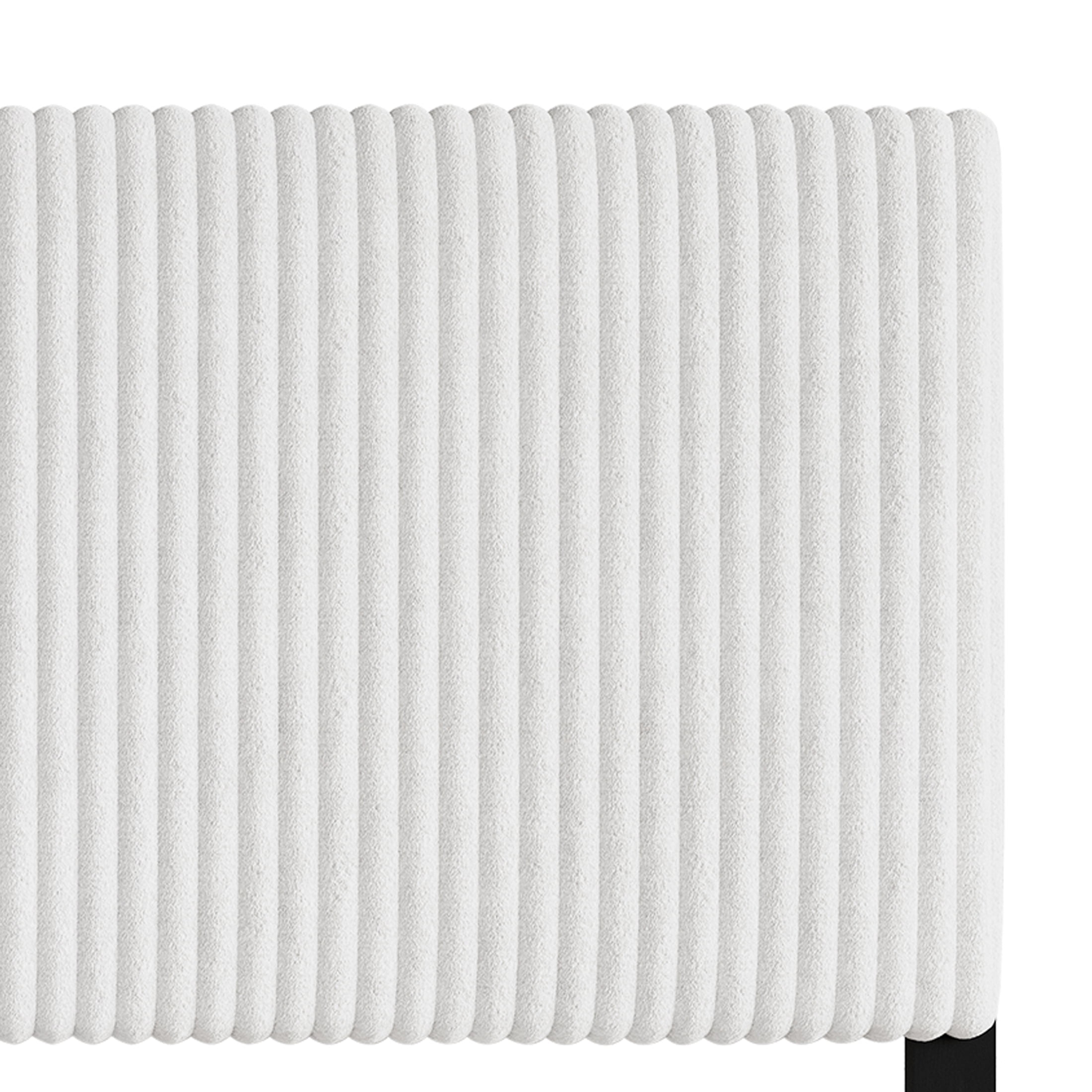 Castle Place Cozy Corduroy Velvet Upholstered King Headboard, White