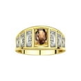 thumbnail image 1 of RYLOS Rings for Women 14K Yellow Gold Ring Classic Style 7X5MM Oval Gemstone &  Diamond Ring Smoky Quartz Jewelry Size 7, 1 of 7