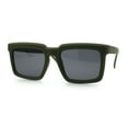 thumbnail image 5 of Beveled Thick Plastic Retro Horn Rim Rectangle Sunglasses Green - Black, 5 of 8