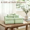 thumbnail image 5 of Jessy Home Bed Sheets Set 4 Piece Queen/Full Sheet Set Light Green Cotton Blend Fitted Sheet, Flat Sheet & 2 Pillowcases Bedding Set, 5 of 11