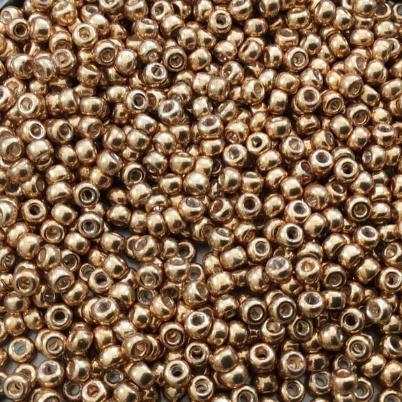 Miyuki Round Seed Beads, 8/0, Galvanized Gold, 22g Tube, Glass Rocaille Beads for Loom Weaving, Embroidery, Stringing & Jewelry Making, Made in Japan