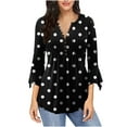 thumbnail image 1 of Womens Blouses and Tops Casual Womens Casual Trumpet 3/4 Sleeve Printing Buttoned Basic Ruched Corset Tunic Tops Pleated T-Shirts Blouses Womens Tunic Tops 3/4 Sleeve Sexy Womens Tops, 1 of 4