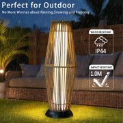 Outdoor Floor Lamp 2 Piece Solar Powered Lantern Wicker Solar Patio Lamp