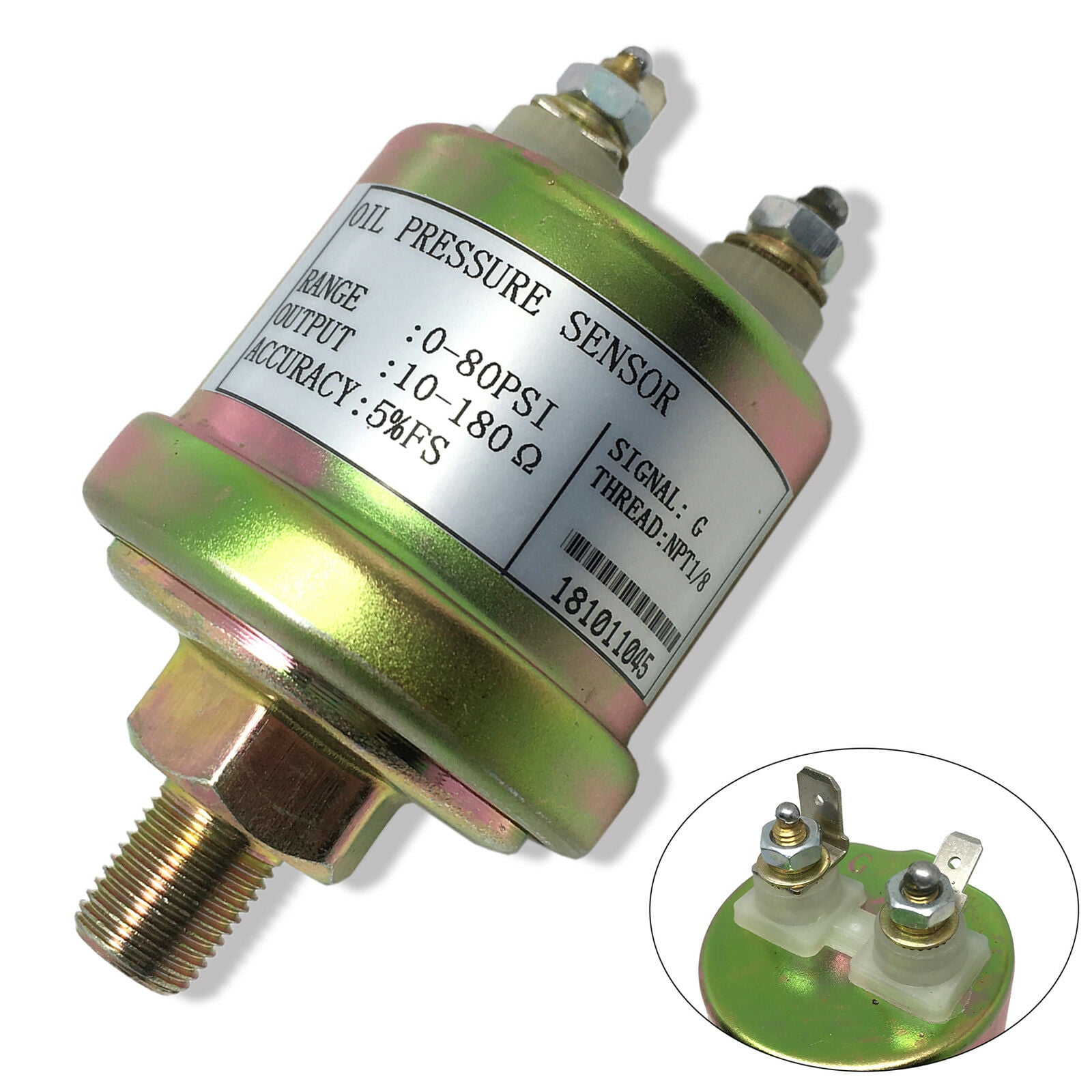 Oil Pressure Sender, VDO type, 080 psi, 10180 ohms, w/16 psi Low