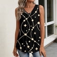 thumbnail image 5 of Iaqnaocc Tank Tops for Women Summer Sleeveless Loose Fit Geometric Print Pleated Tunic Casual Basic V Neck Womens Fashion Clothing Clothes Black L, 5 of 6
