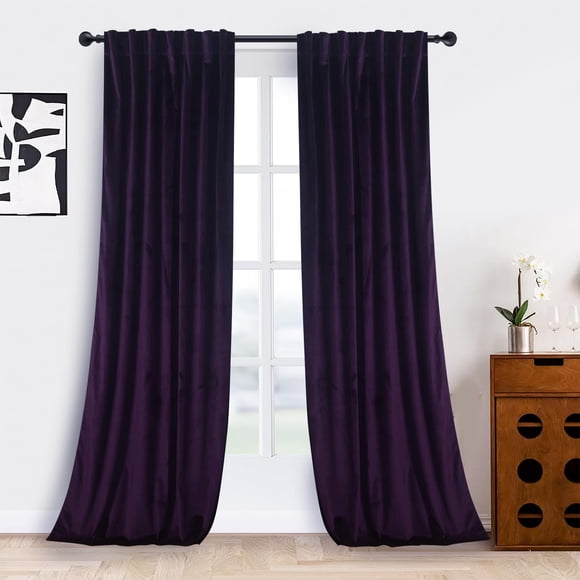 Roslynwood Rideaux en Velours Doux Violet Foncé de Luxe, 84 Pouces de Long, à Pattes Arrière, Isolés Thermiquement, Occultants, pour Fenêtres, pour Salon Ro